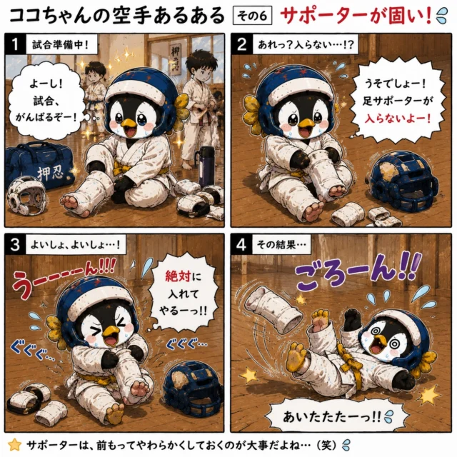 「サポーターが入らないーーっ！？😂」

試合前や稽古前、
なぜかサポーターが
めちゃくちゃ固い時ありませんか？🥹

必死に引っ張って…
最後はコロンッ🤣

でも、
そんなバタバタも空手の思い出✨

ココちゃん、
今日も全力です🥋🔥

みんなの
“空手あるある”もコメントで教えてね👇

#空手あるある
#長崎空手
#新極真会
#ココちゃん