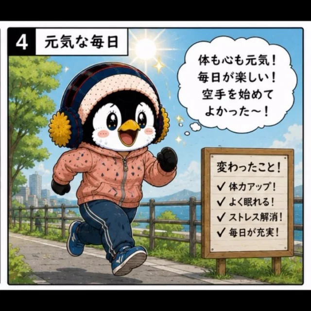 「健康のために何か始めたい。」
そんなきっかけで空手を始める人もたくさんいます🥋✨

毎週少しずつ体を動かすだけでも、体力がつき、汗を流して気分もスッキリ！

健康は一日ではつくれません。
でも、続けた分だけ必ず自分に返ってきます😊

子どもから大人まで、自分のペースで続けられるのも空手の魅力です。
元気な毎日を、一緒に始めてみませんか？💪

#新極真会 #空手 #健康づくり #習い事